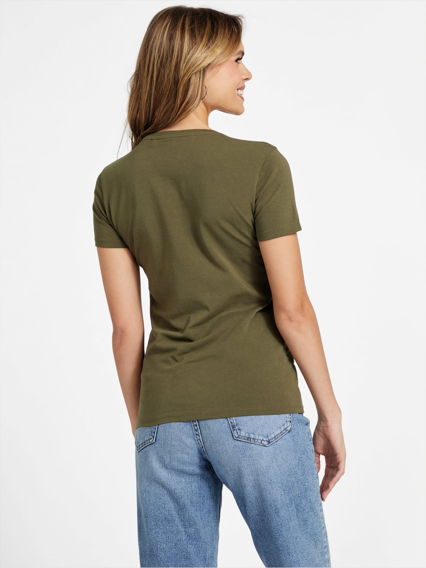 Guess Pepper Metallic Logo Tee - Green