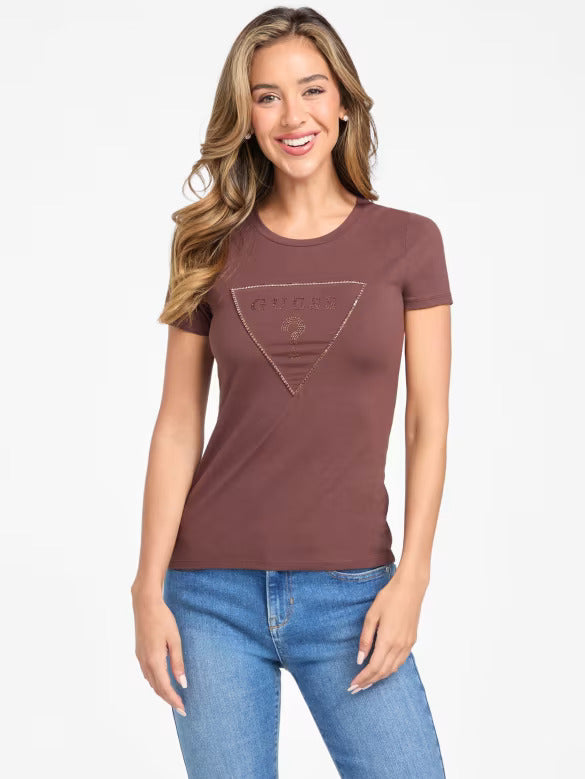 Women Guess Carlee Triangle Tee/Brown