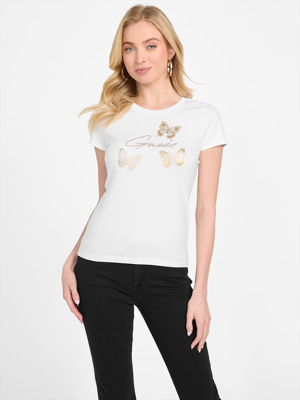 GUESS WOMENS' Eco Athalia Butterfly Tee