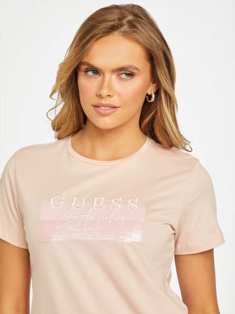 WOMEN GUESS Junie Crewneck Tee / Pink