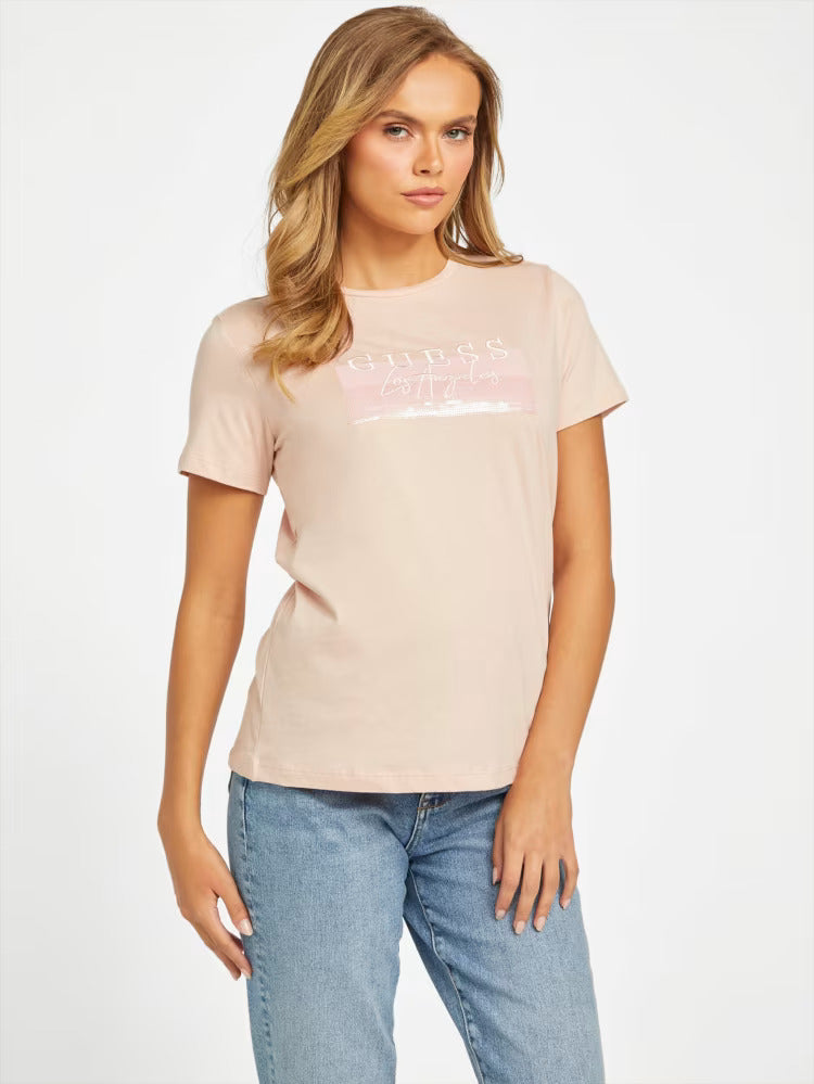 WOMEN GUESS Junie Crewneck Tee / Pink