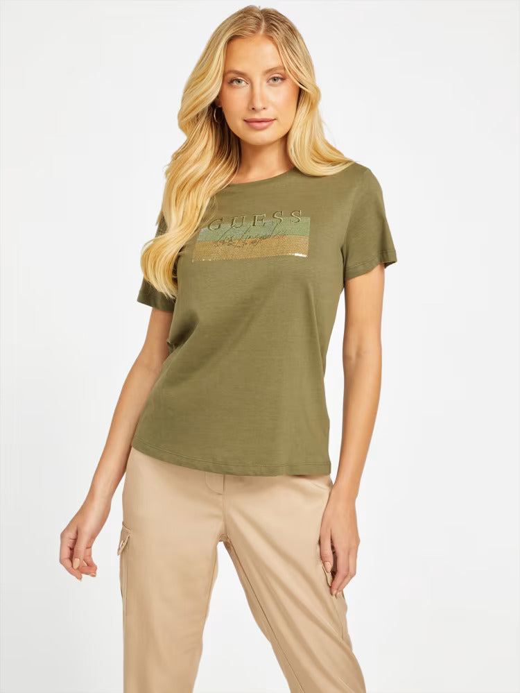 WOMEN GUESS Junie Crewneck Tee / Green