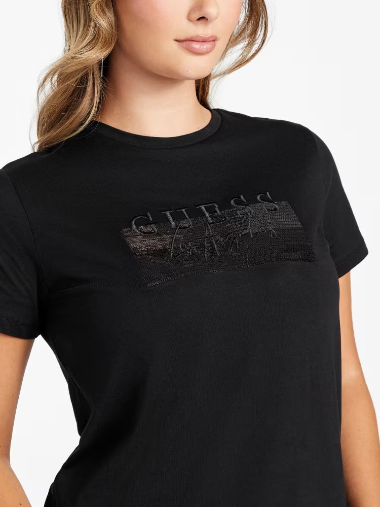 WOMEN GUESS Junie Crewneck Tee / Black