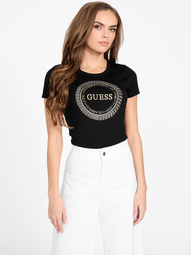 Guess Womens' Eco Julie Rhinestone Tee / black