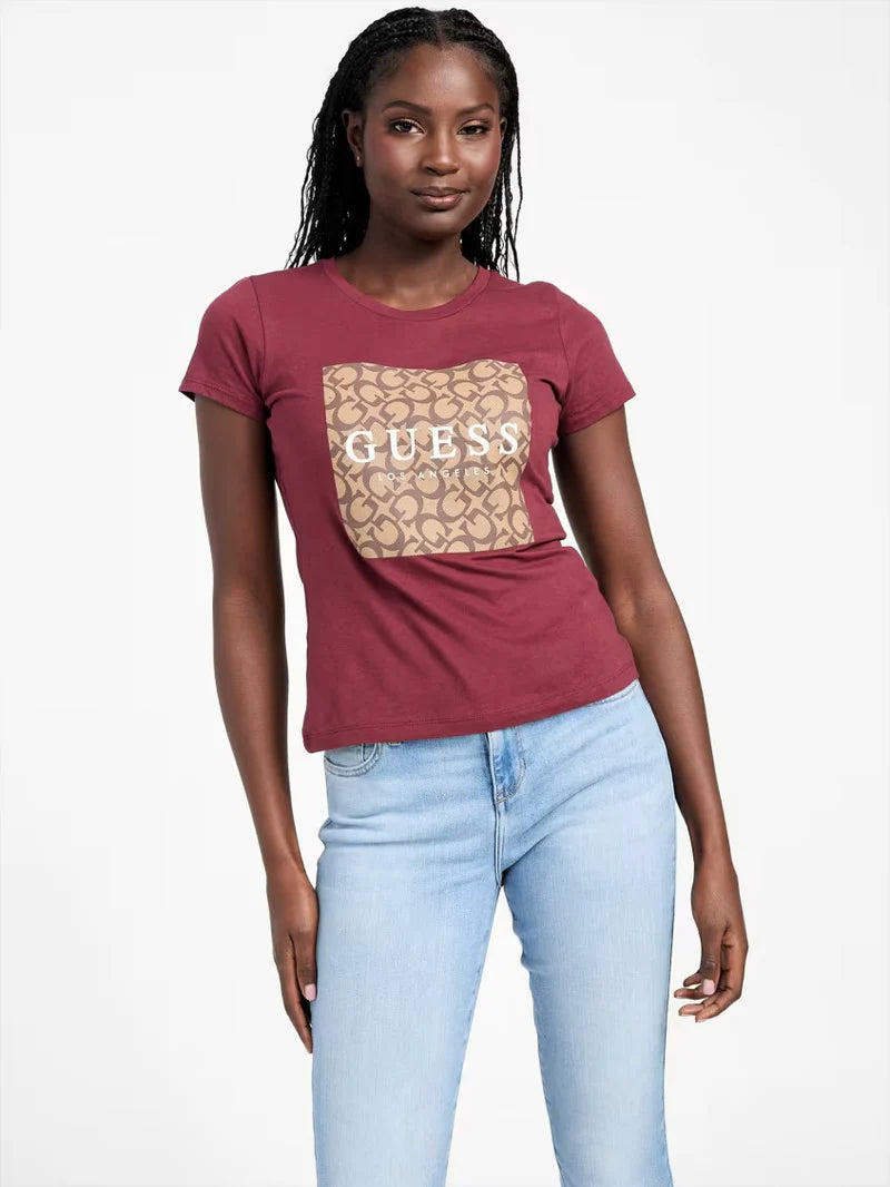 WOMEN GUESS Orley Logo Tee/ DARK Red