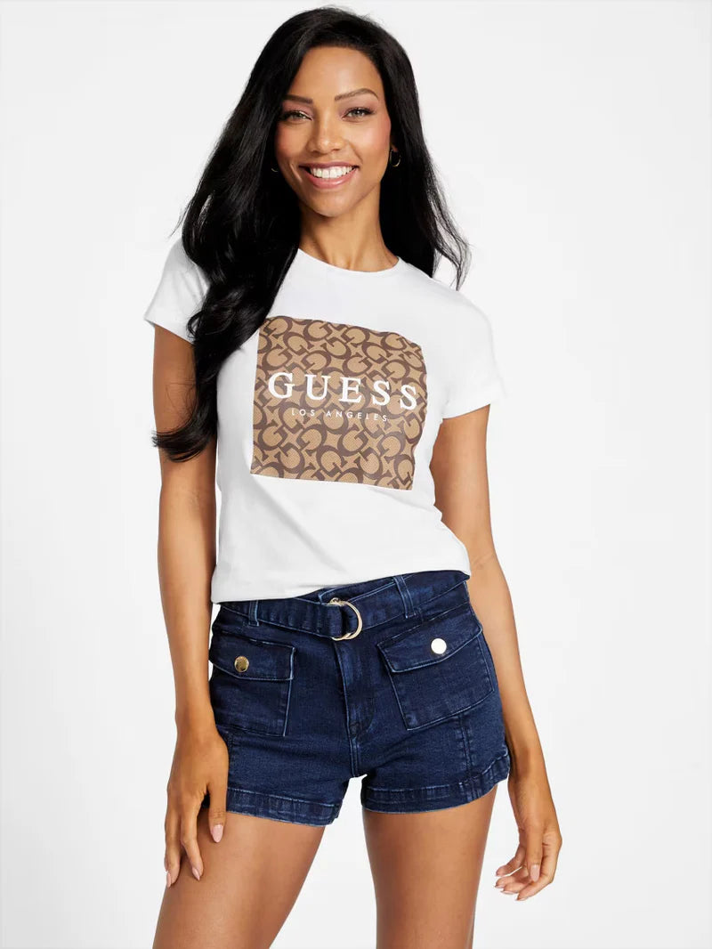 WOMEN GUESS Orley Logo Tee/WHITE