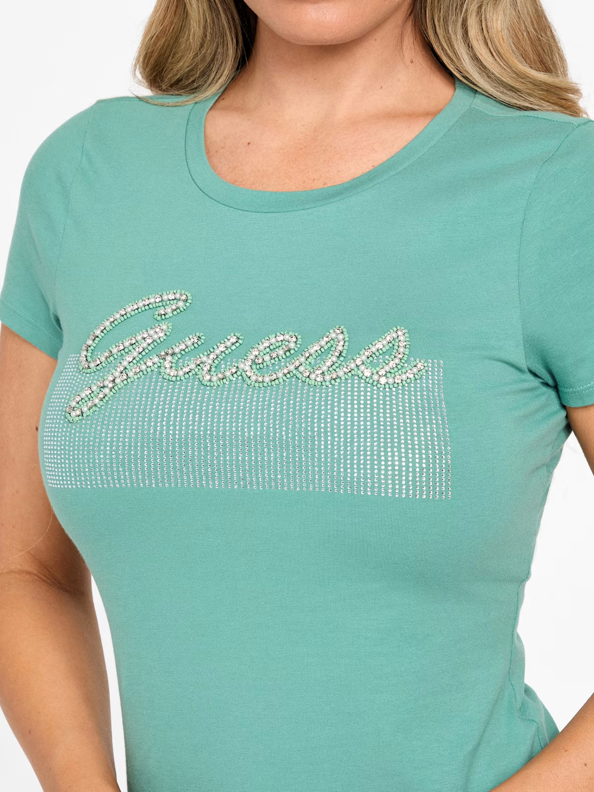 WOMENS' GUESS Eco Kaia Beaded Logo Tee