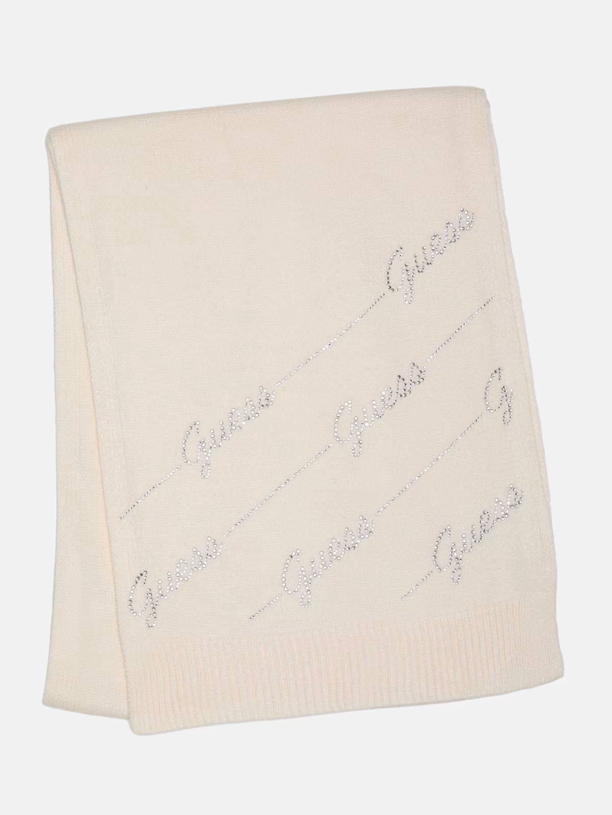 Guess Womens' Scarf Rhinestone Logo Scarf Off-white