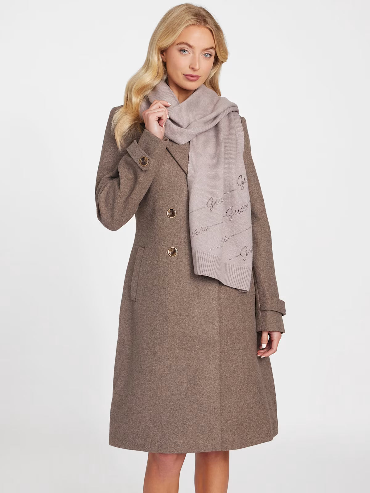 Guess Womens' Scarf Rhinestone Logo Scarf Gray