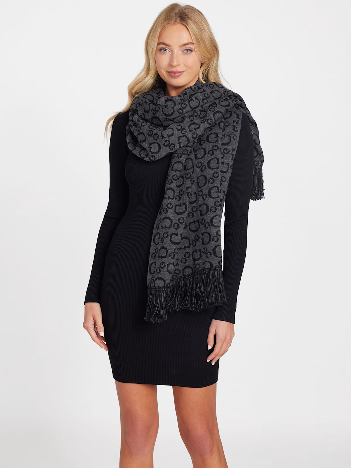 GUESS WOMENS' Reversible G Logo Scarf Black