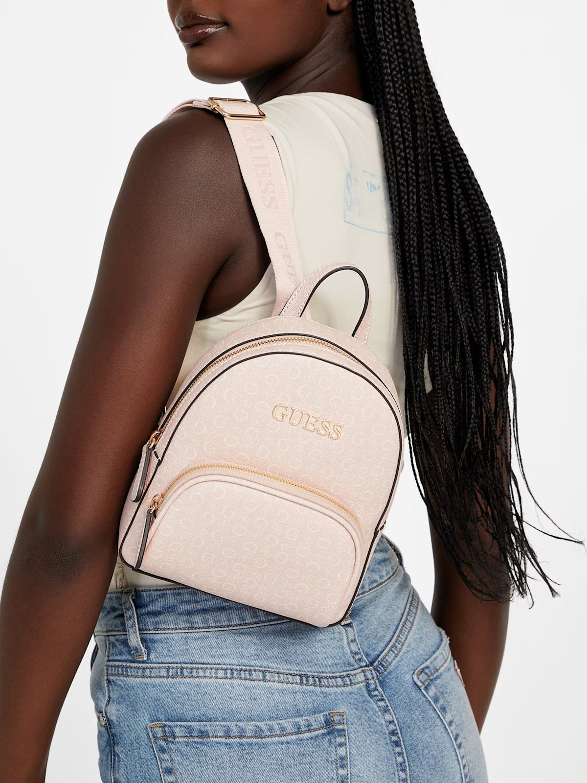 GUESS WOMENS' Eldoria Enlarged Logo Mini Backpack PINK