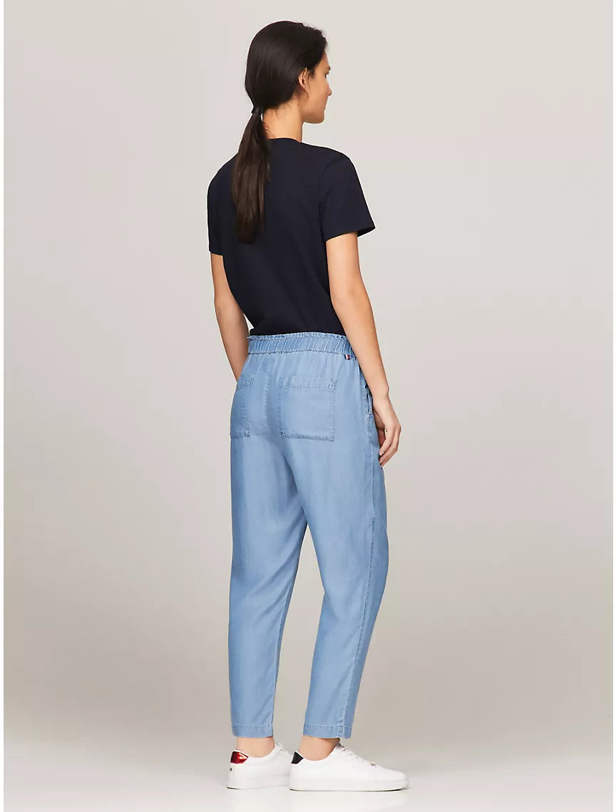 Tommy Hilfiger Tapered Drawstring Pant - Light Wash Chambray