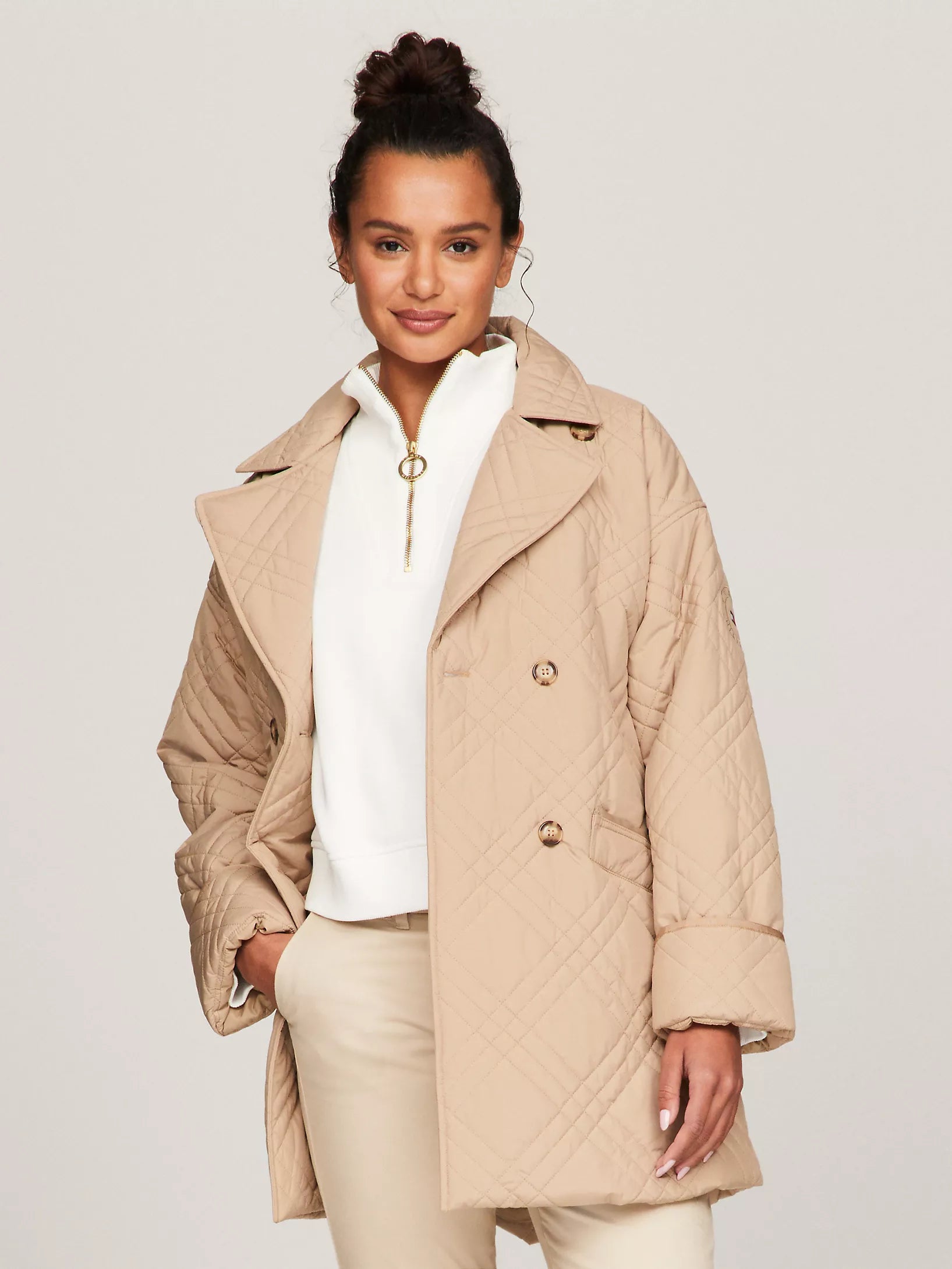 Womens' Tommy Belted Quilted Peacoat