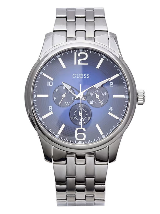 Mens' Guess Silver-Tone Multifunction Watch