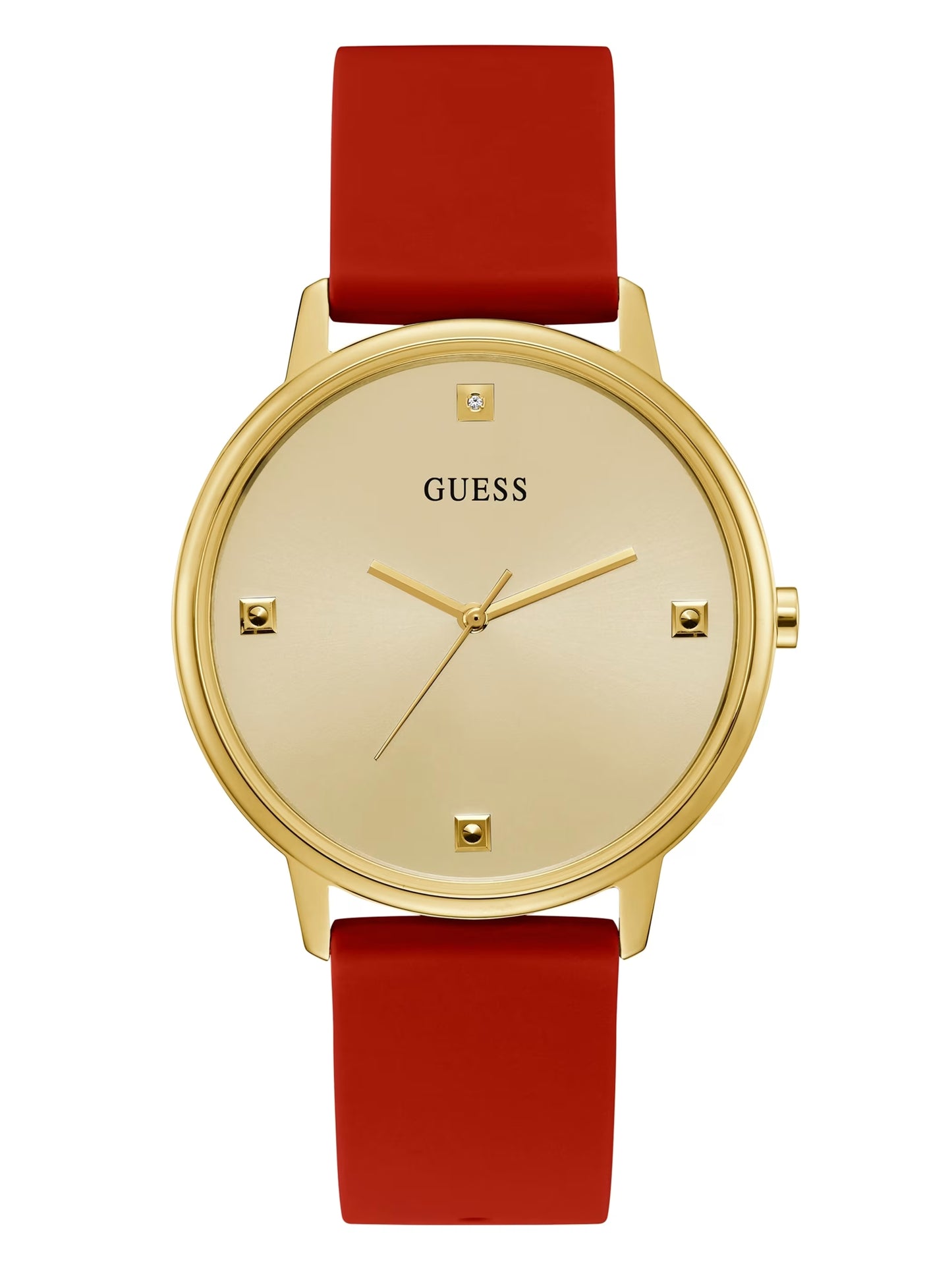 Womens' Guess Gold-Tone And Red Analog Watch