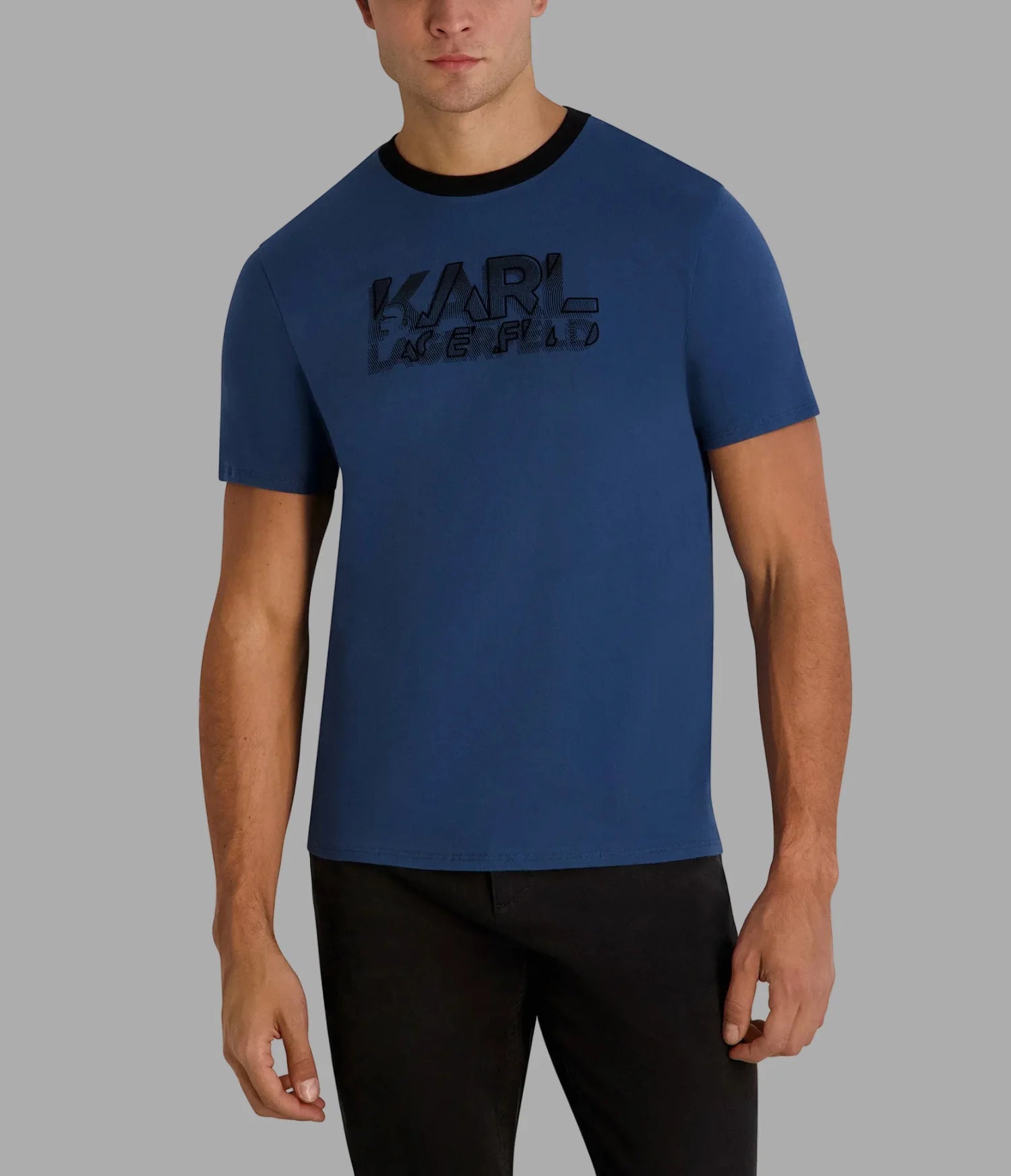 KARL LAGERFELD RAISED THUMB PRINT KARL TEE-Blue