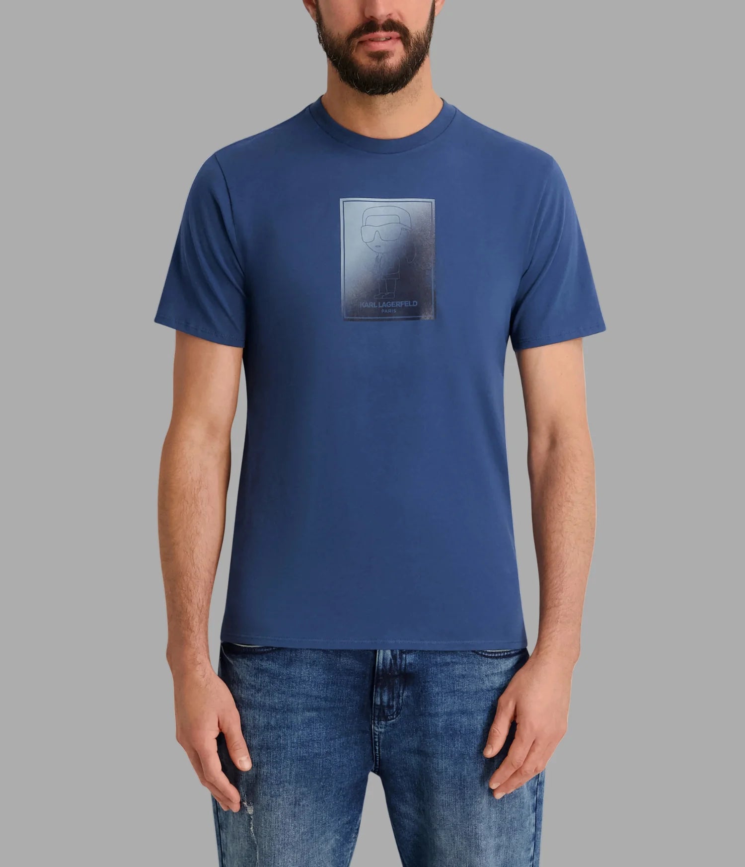 KARL LAGERFELD OMBRE SQUARE KARL TEE-Blue-
