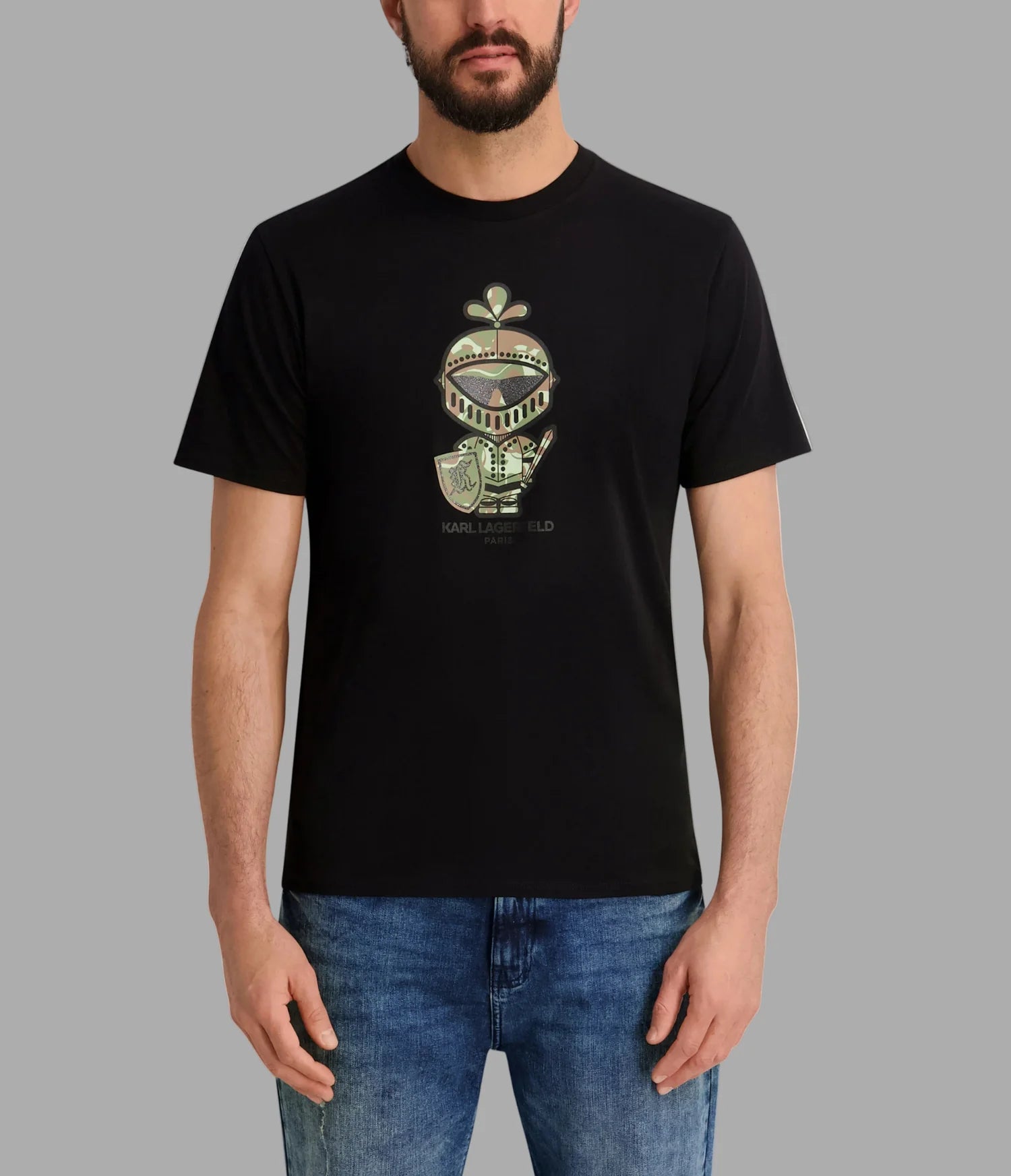 KARL LAGERFELD MEN'S CAMO KARL ARMOUR TEE-Black