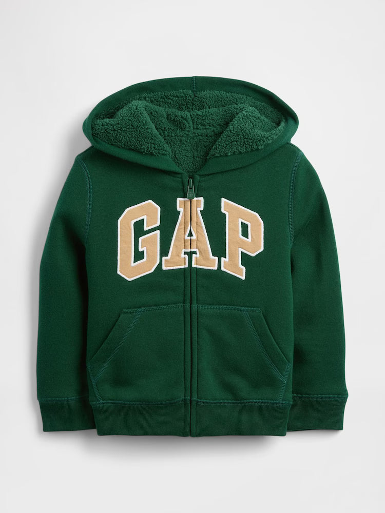 Gap BabyBoy Green Logo Sherpa Zip Hoodie (3mths-5yrs)