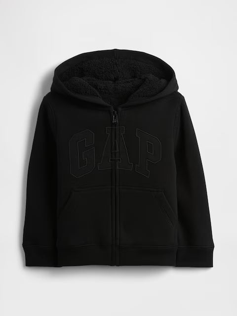 Gap BabyBoy Black Logo Sherpa Zip Hoodie (3mths-5yrs)