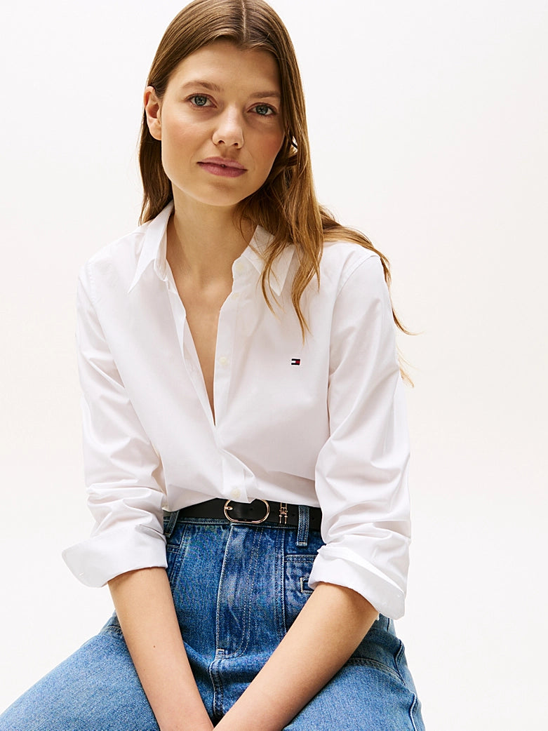 TOMMY WOMENS' Flag Embroidery Classic Fit Shirt
