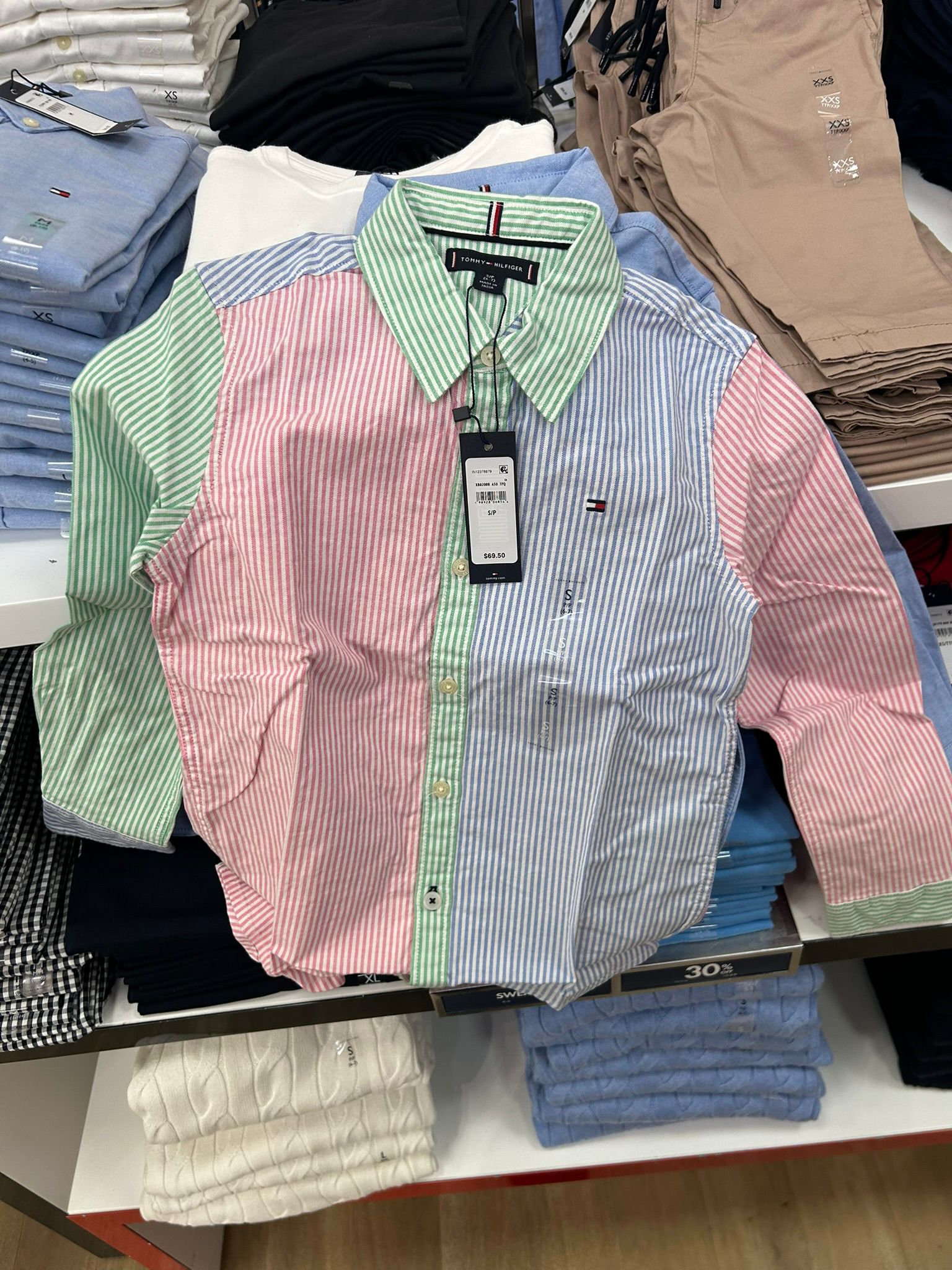 Boys' Mixed Stripe Stretch Oxford Shirt - Stripped