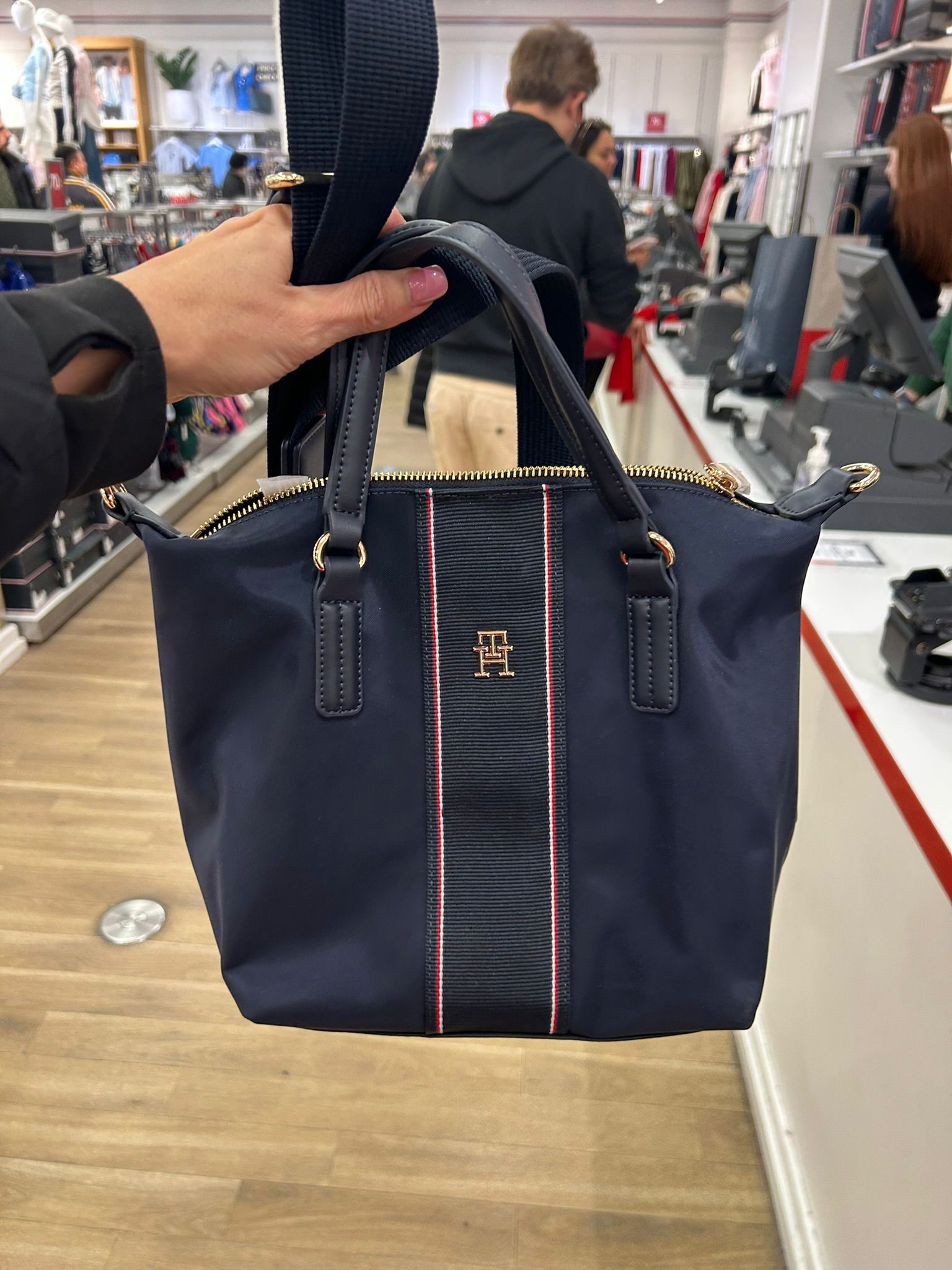 Tommy Hilfiger Women Signature Stripe Waterproof Bag-Space Blue