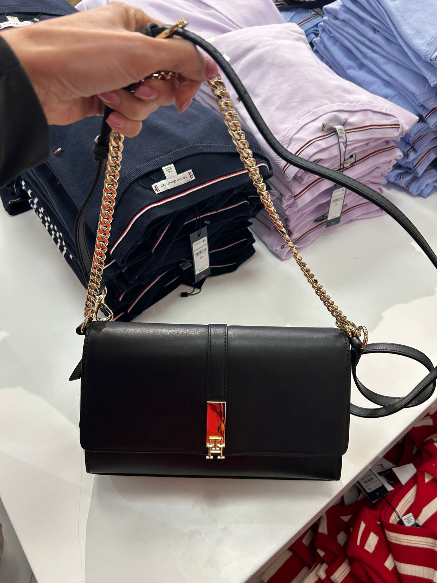 Polished Monogram Flap Crossbody Bag-Black