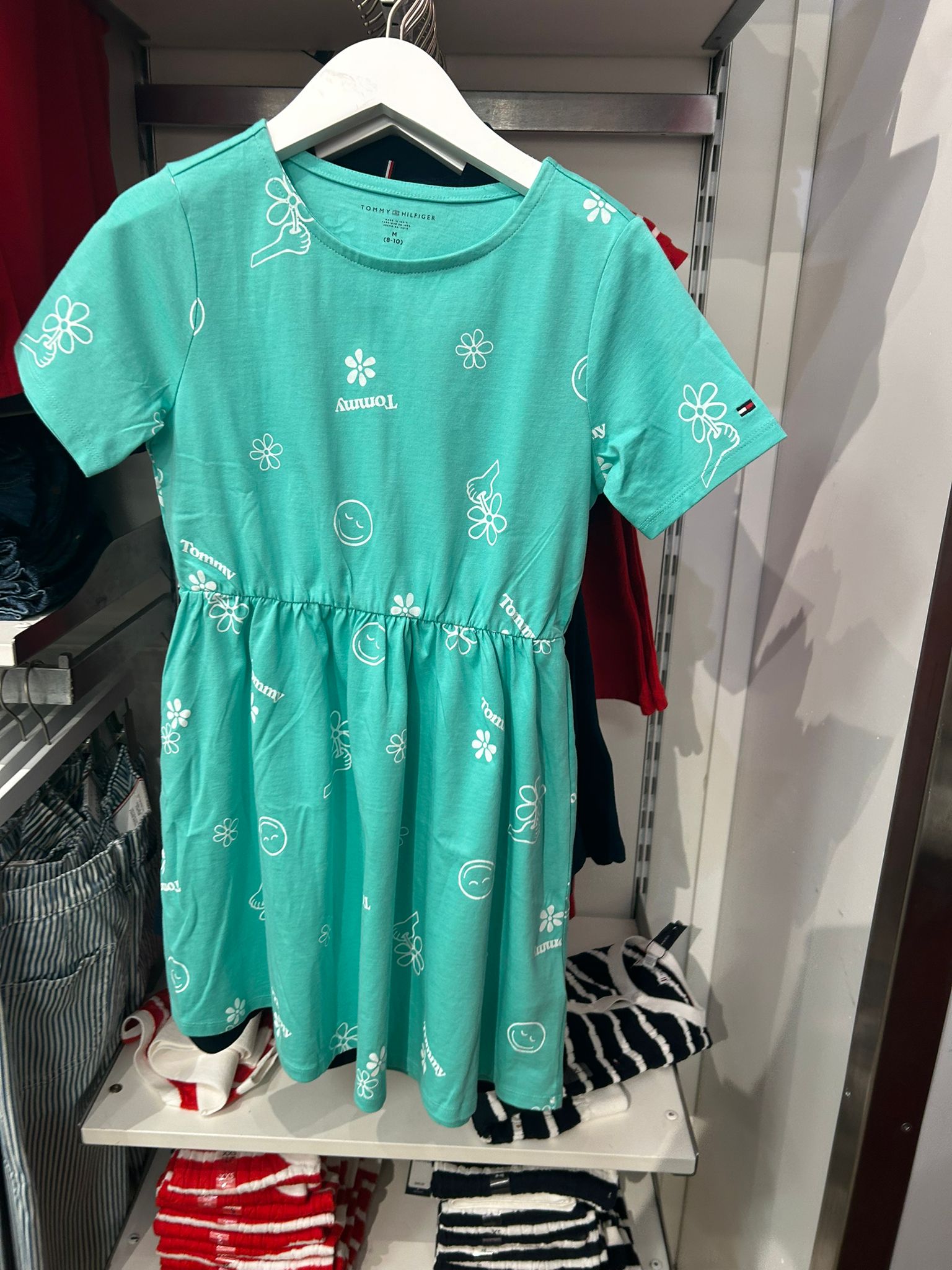 Kids' Spring Graphic T-Shirt Dress-Green