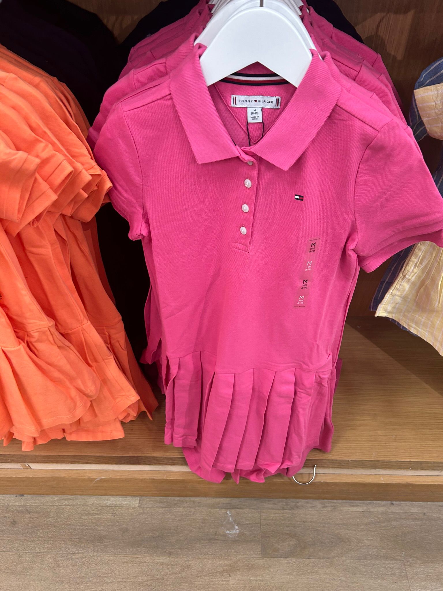 Kids' Pleated Stretch Polo Dress-Radiant Pink