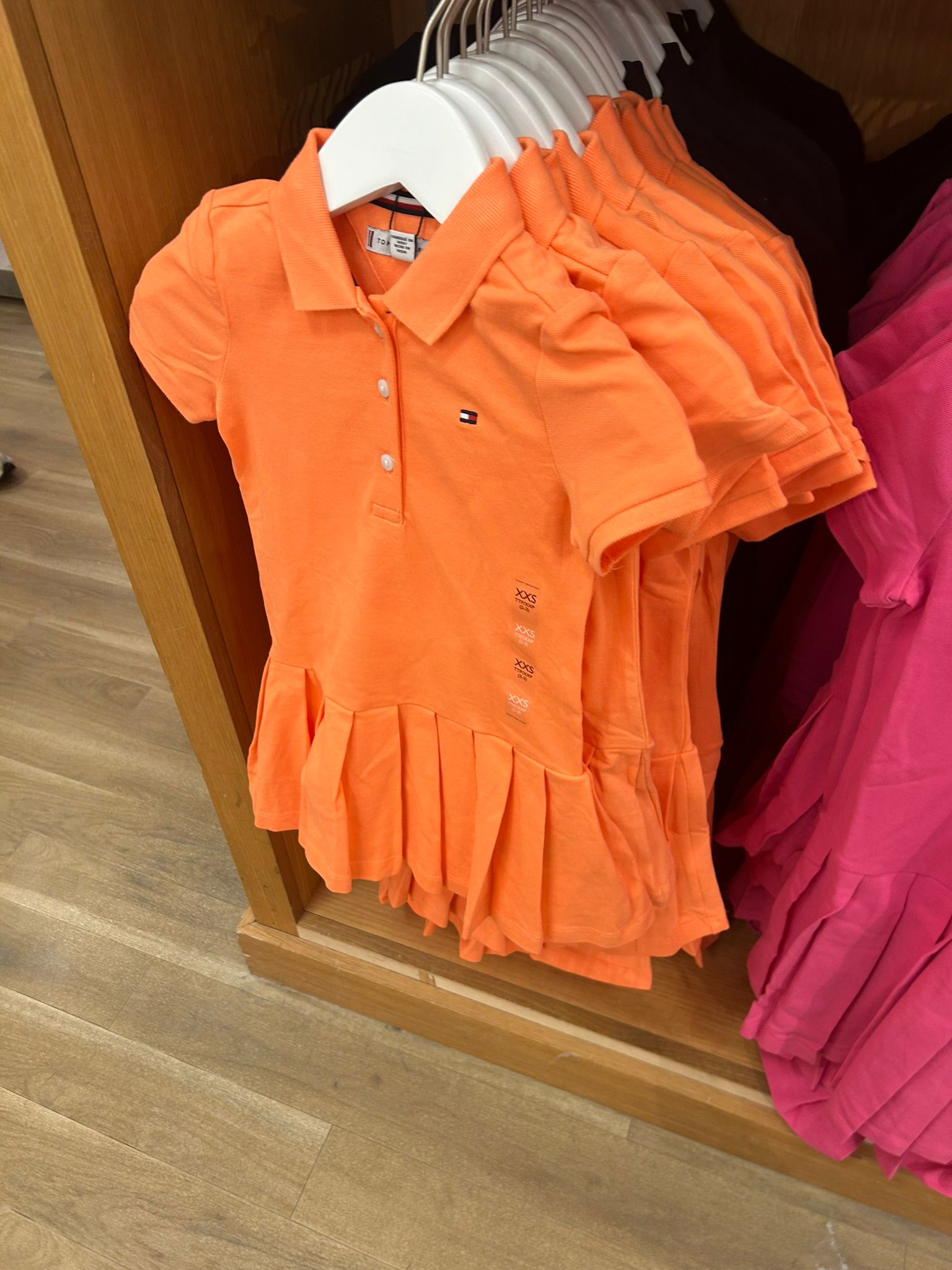 Kids' Pleated Stretch Polo Dress-Sweet Nectarine