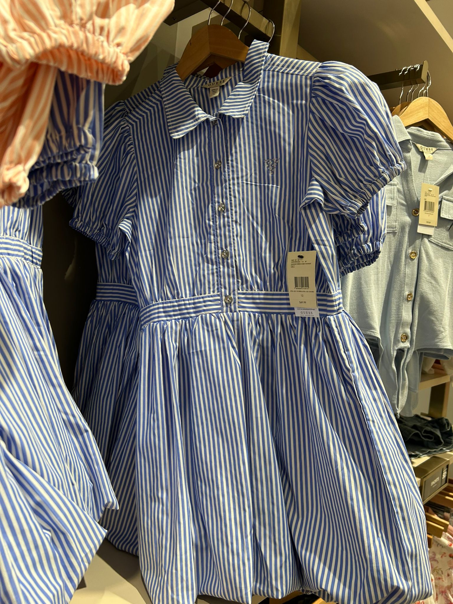 Guess Kids' striped shirtdress-Blue/White