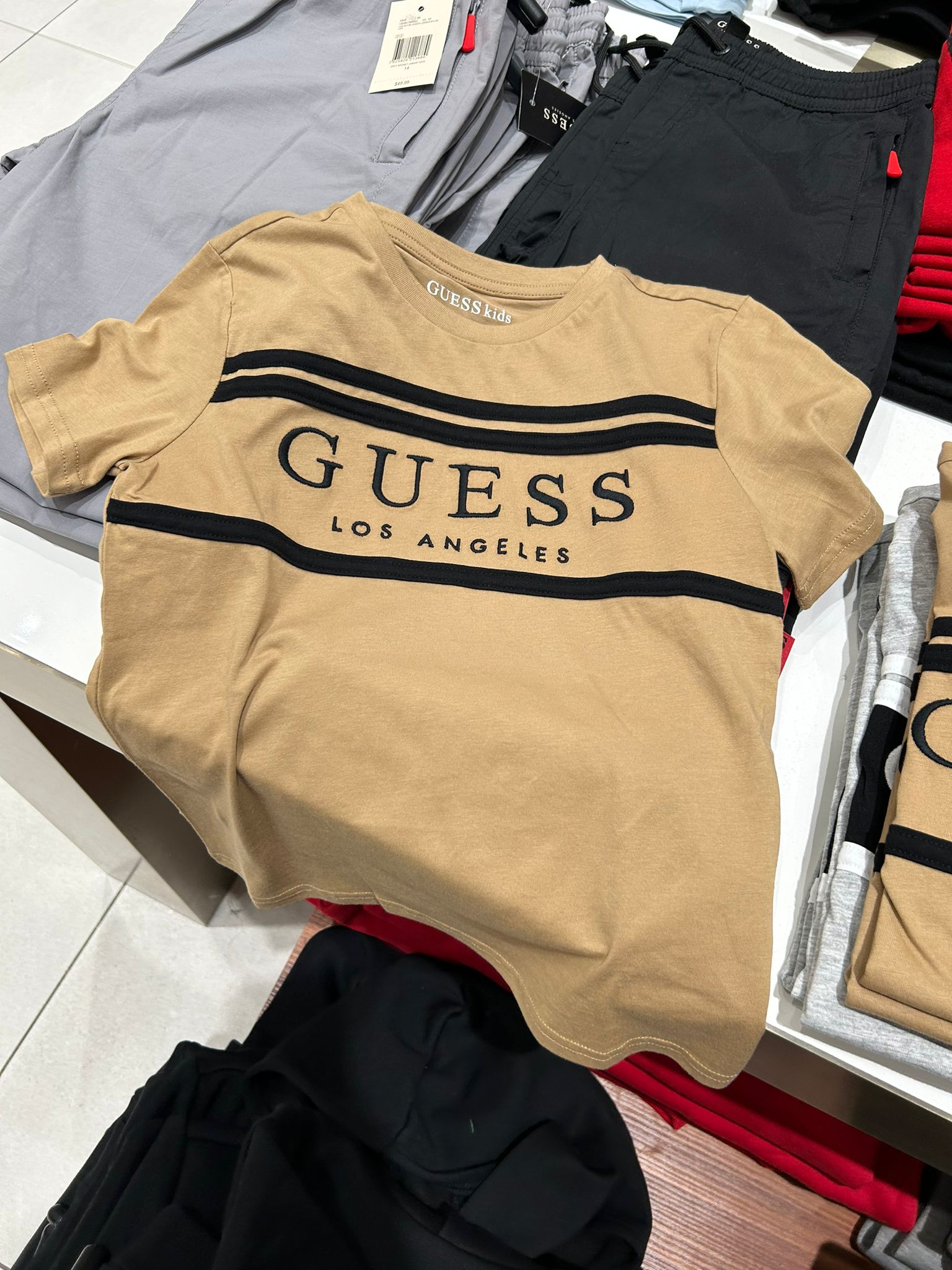 Guess Kids' Eco Rickinson striped T-shirt-Beige