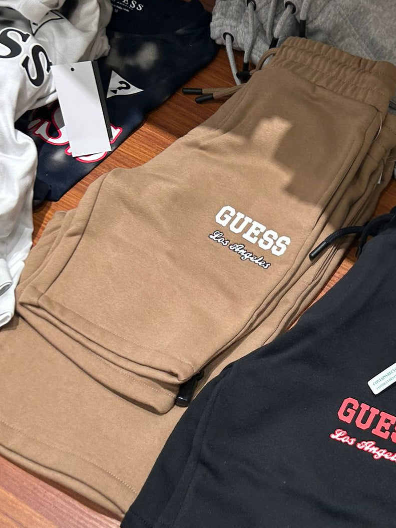 Guess boys' cotton jersey shorts-Beige