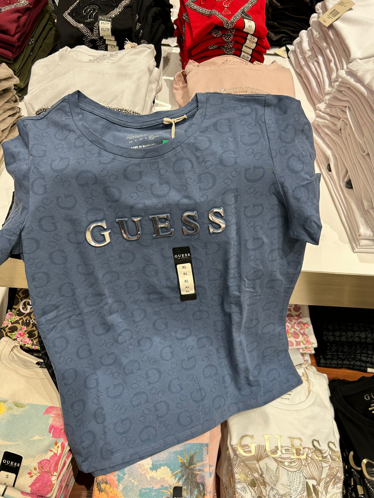Guess Los Angeles Women's Eco Alexa Print Tee-Blue/Grey