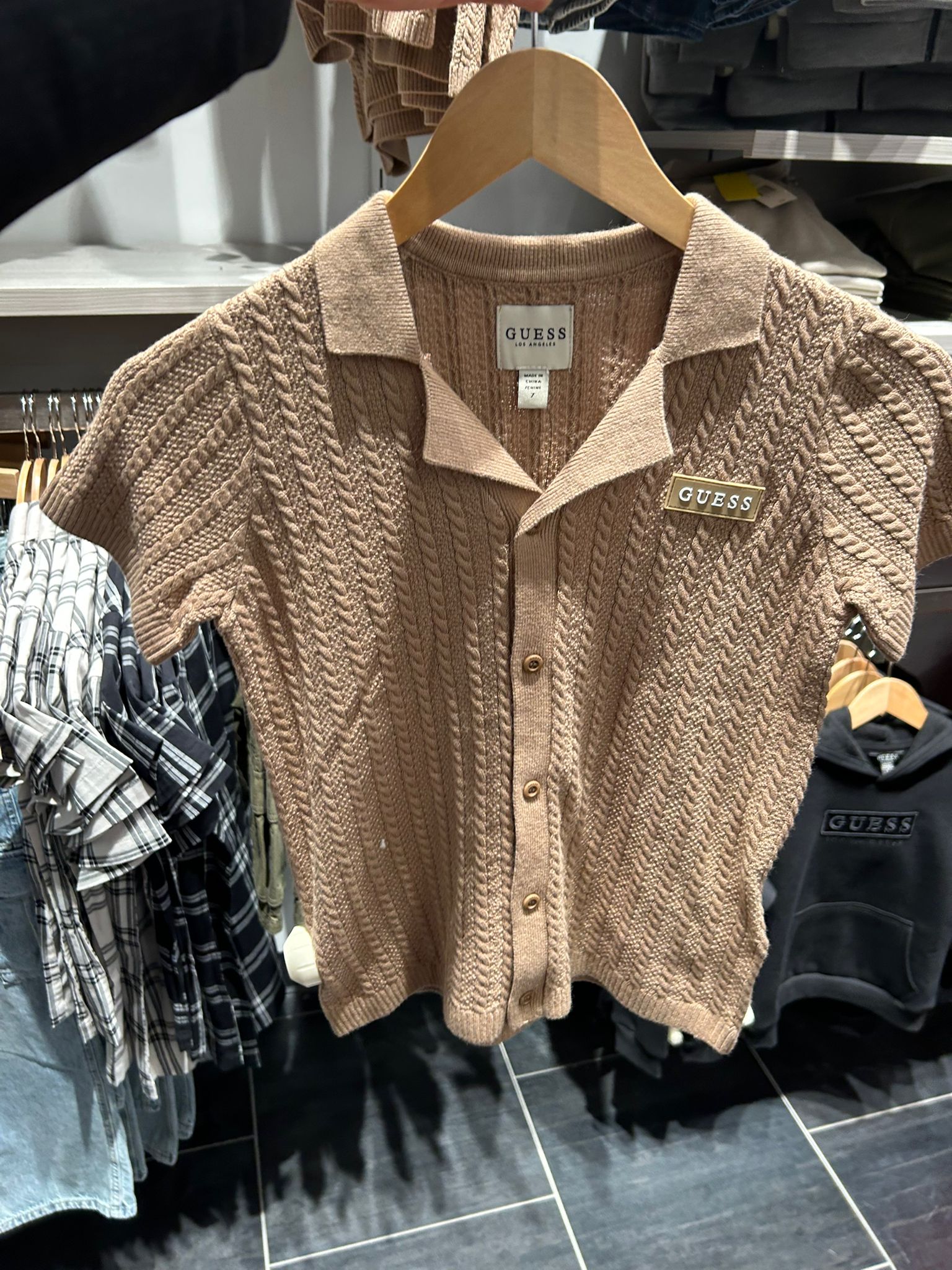 Guess Boys' Short-Sleeve Knit Polo Shirt - Beige