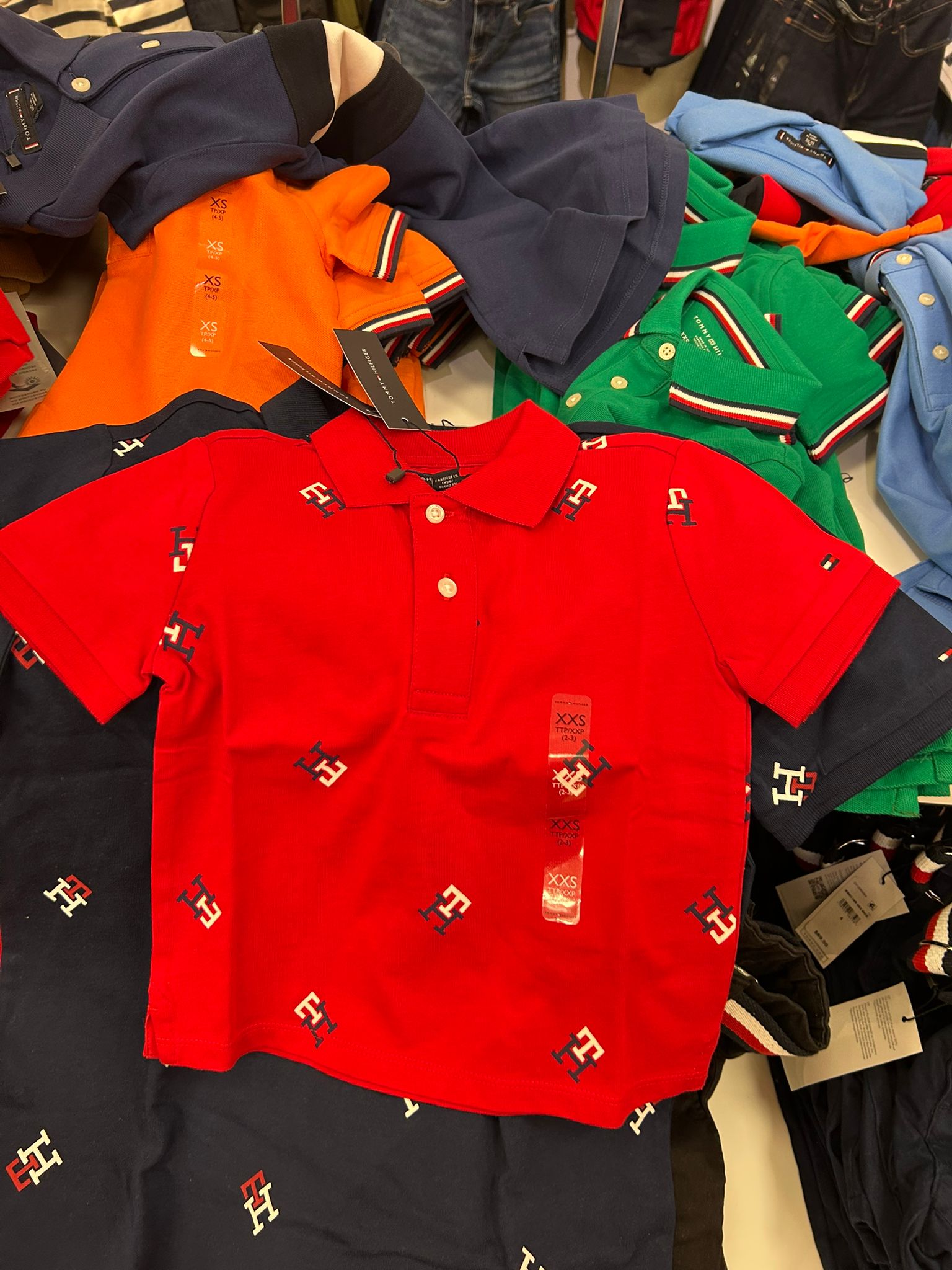 Kids' Allover Monogram Logo Stretch Polo-Primary Red