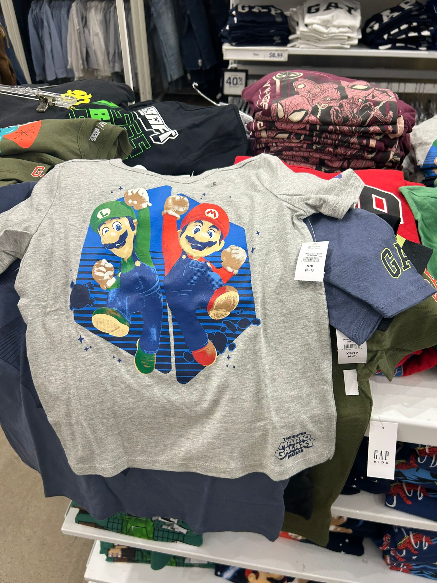 GapKids Super Mario Graphic T-Shirt-Grey
