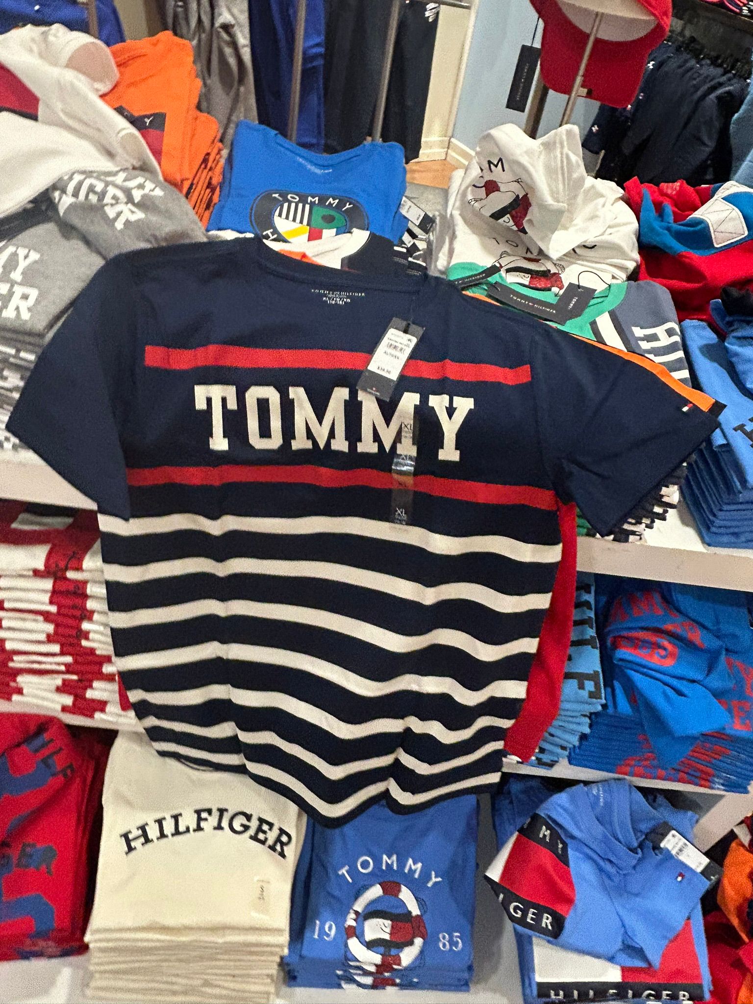 Tommy Hilfiger Kids' Stripe T-Shirt-Navy Blue