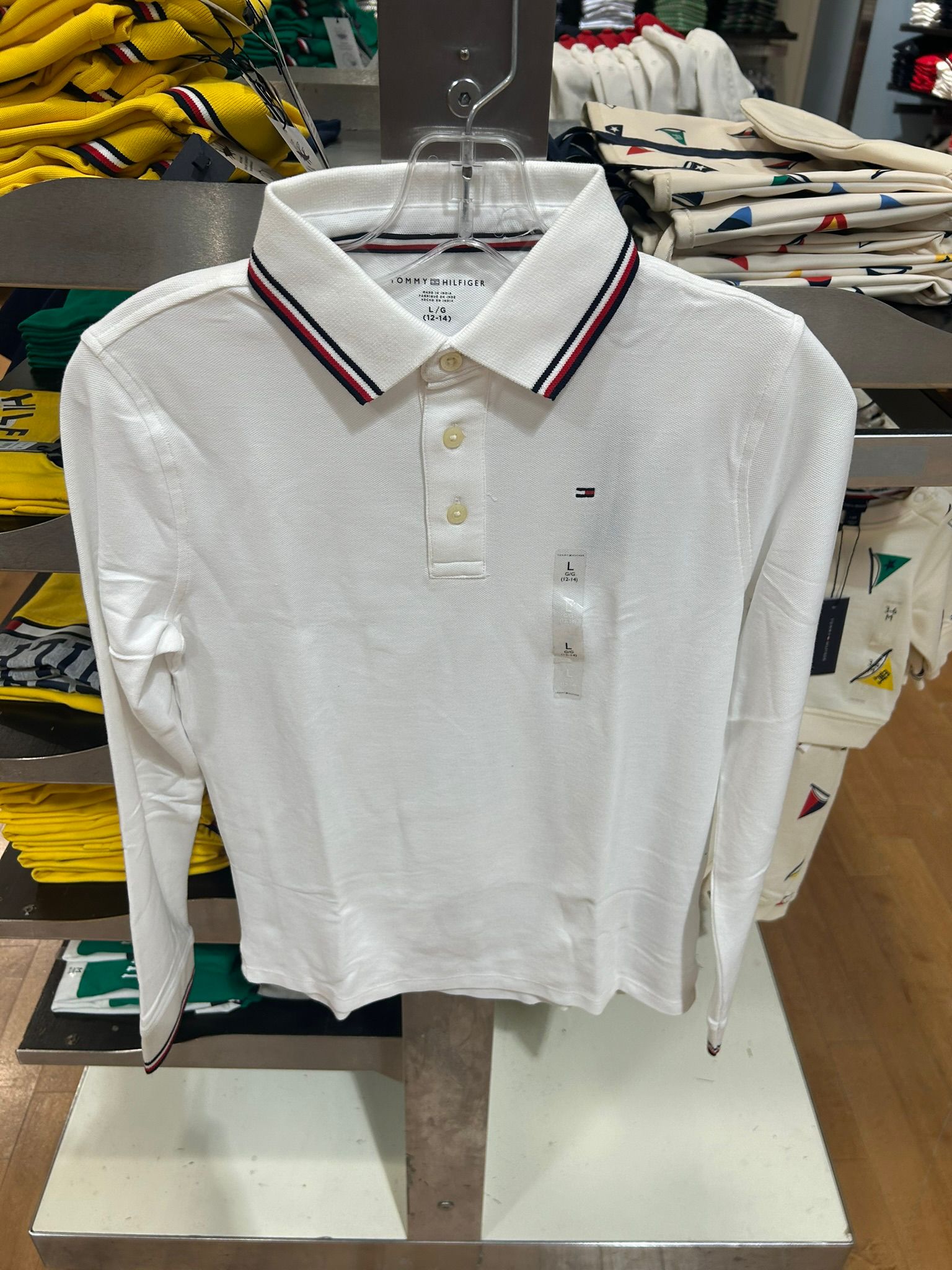 Boys' Long-Sleeve Tommy Wicking Polo-White