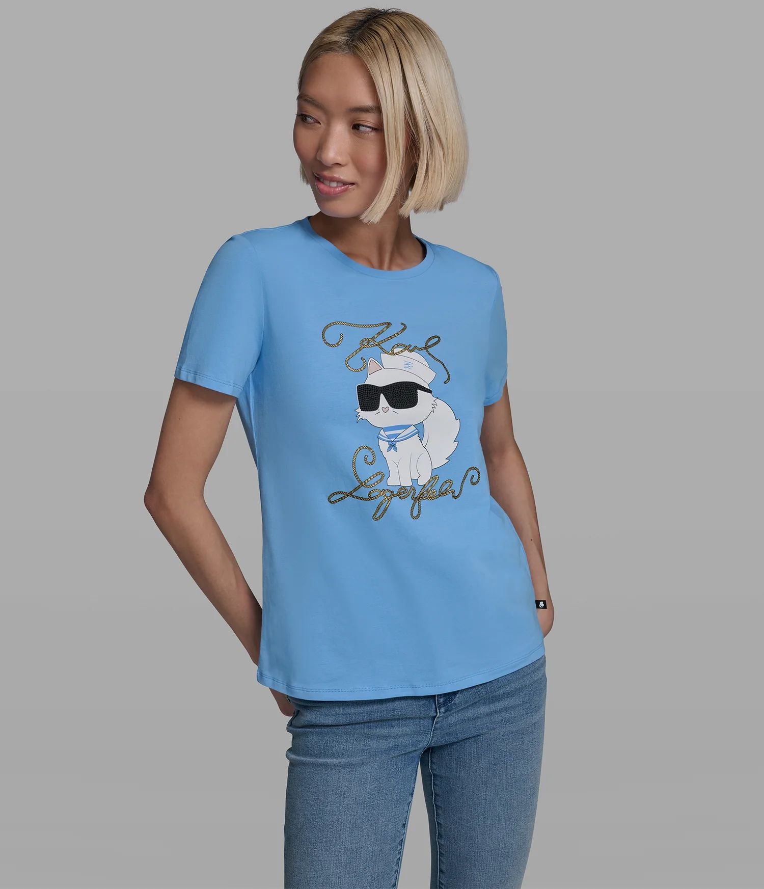 KARL SAILOR CHOUPETTE LOGO TEE-Sky Blue