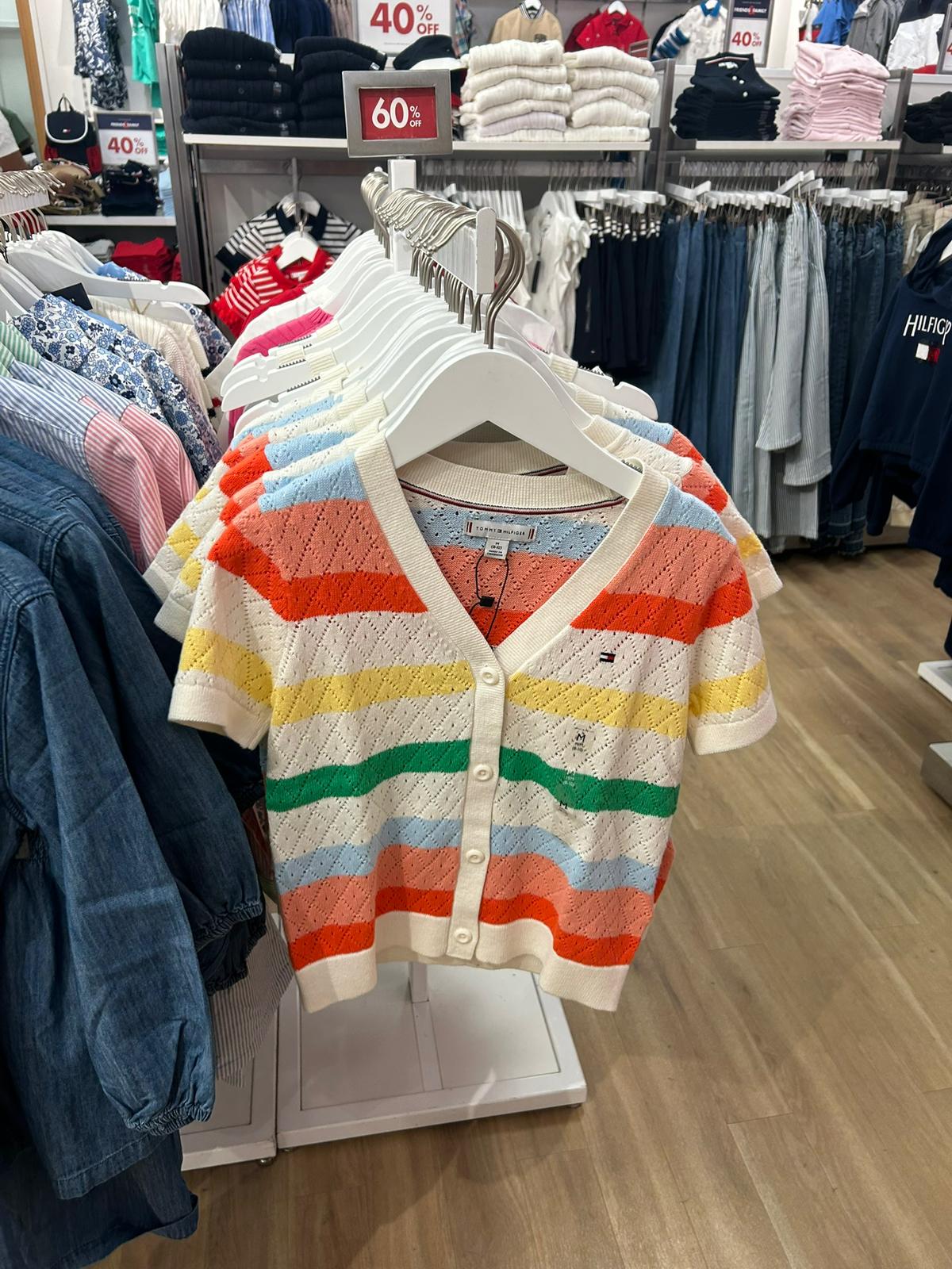 Tommy Kids' Stripe Crochet Cardigan-Multi stripes