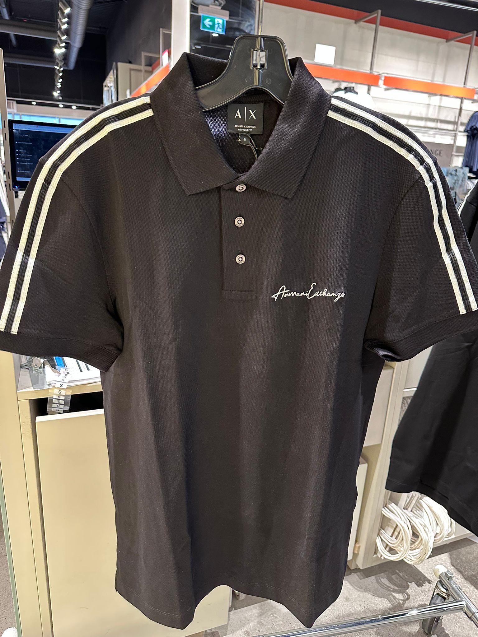 ARMANI PLAIN BLACK POLO SHIRT-Black