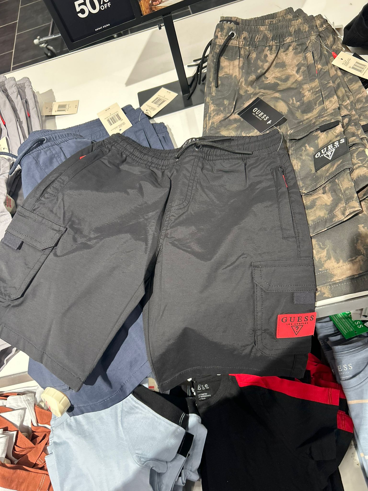 Guess Kids Cargo Shorts-Black