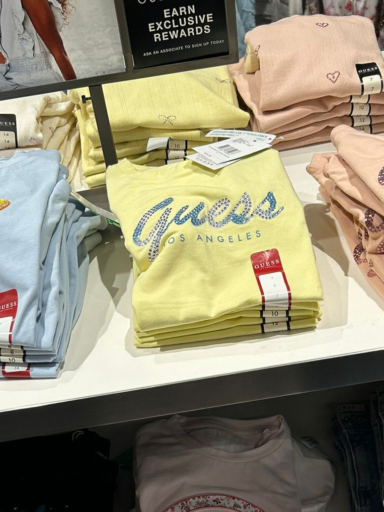 GUESS Los Angeles Kids girls' Embellished Logo Tee-Yellow
