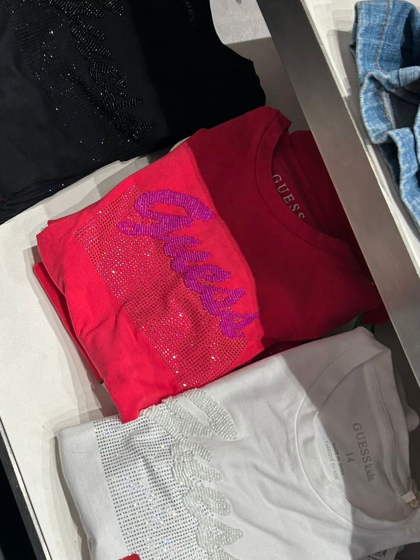 Guess Kids  Embellished T-Shirt-Pink