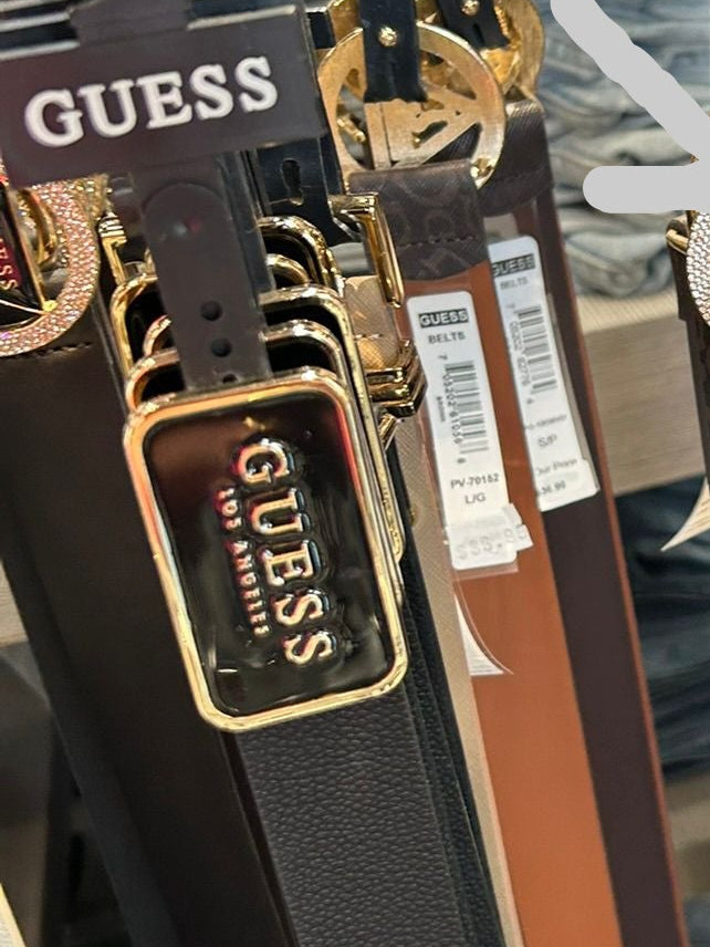 GUESS Crystal Logo Belt-Black