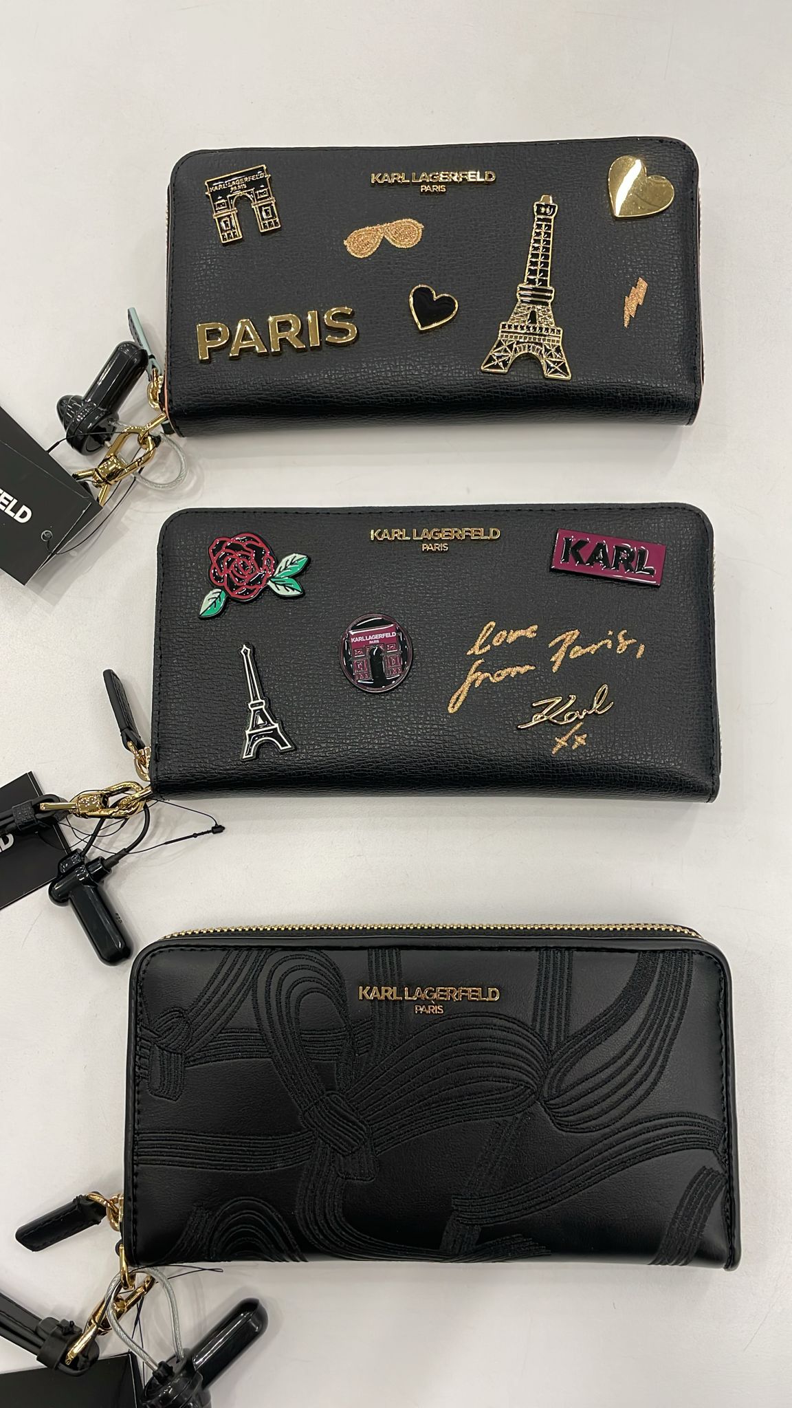 BI-FOLD CARD CASE WITH PINS-Black/Gold