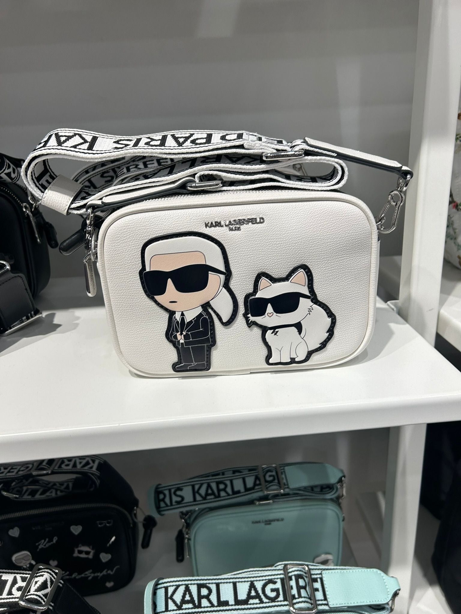 KARL LAGERFELD MAYBELLE CAMERA CROSSBODY-White-
