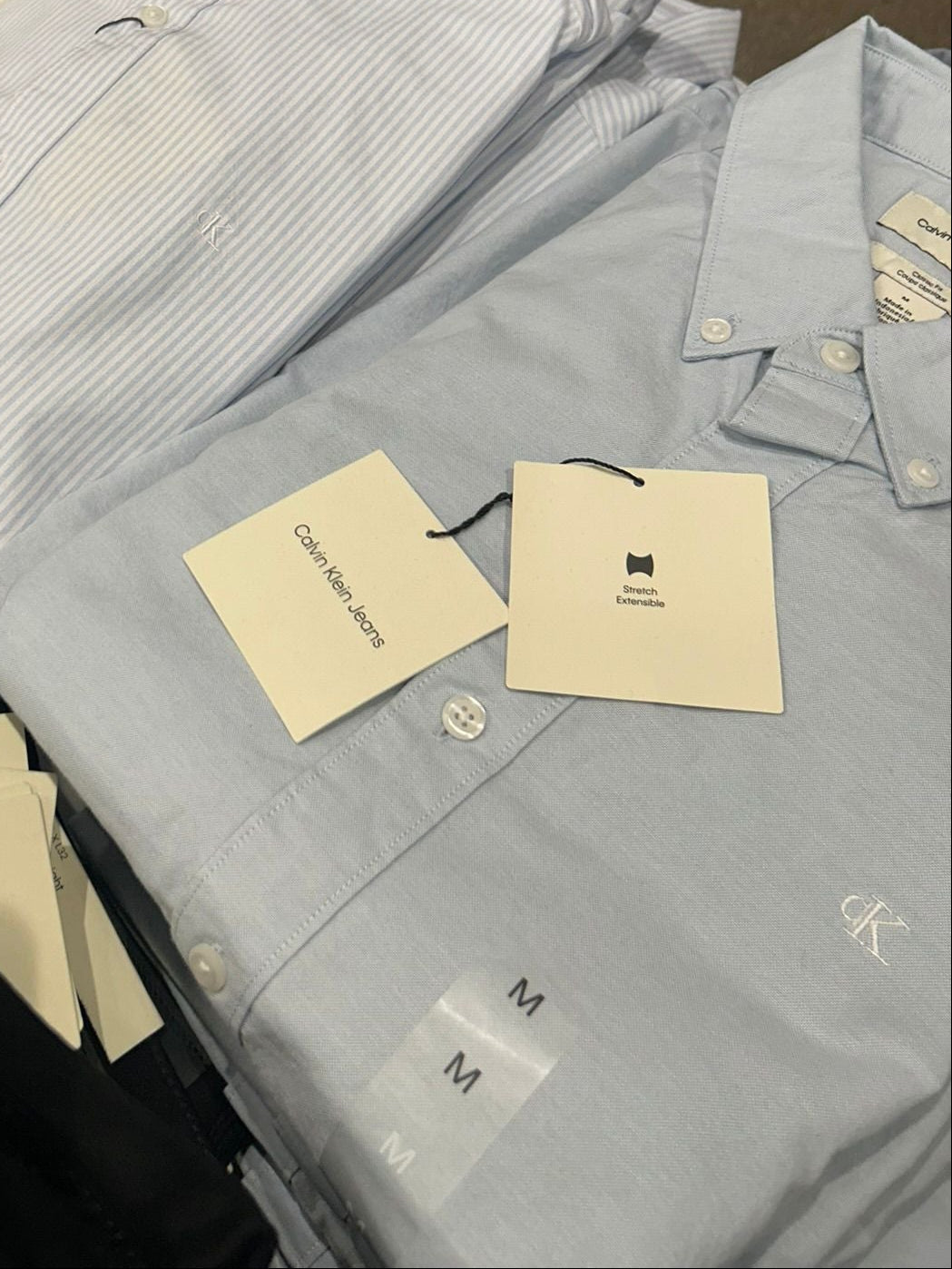 Calvin Klein  Slim Poplin Stretch Shirt-Baby Blue